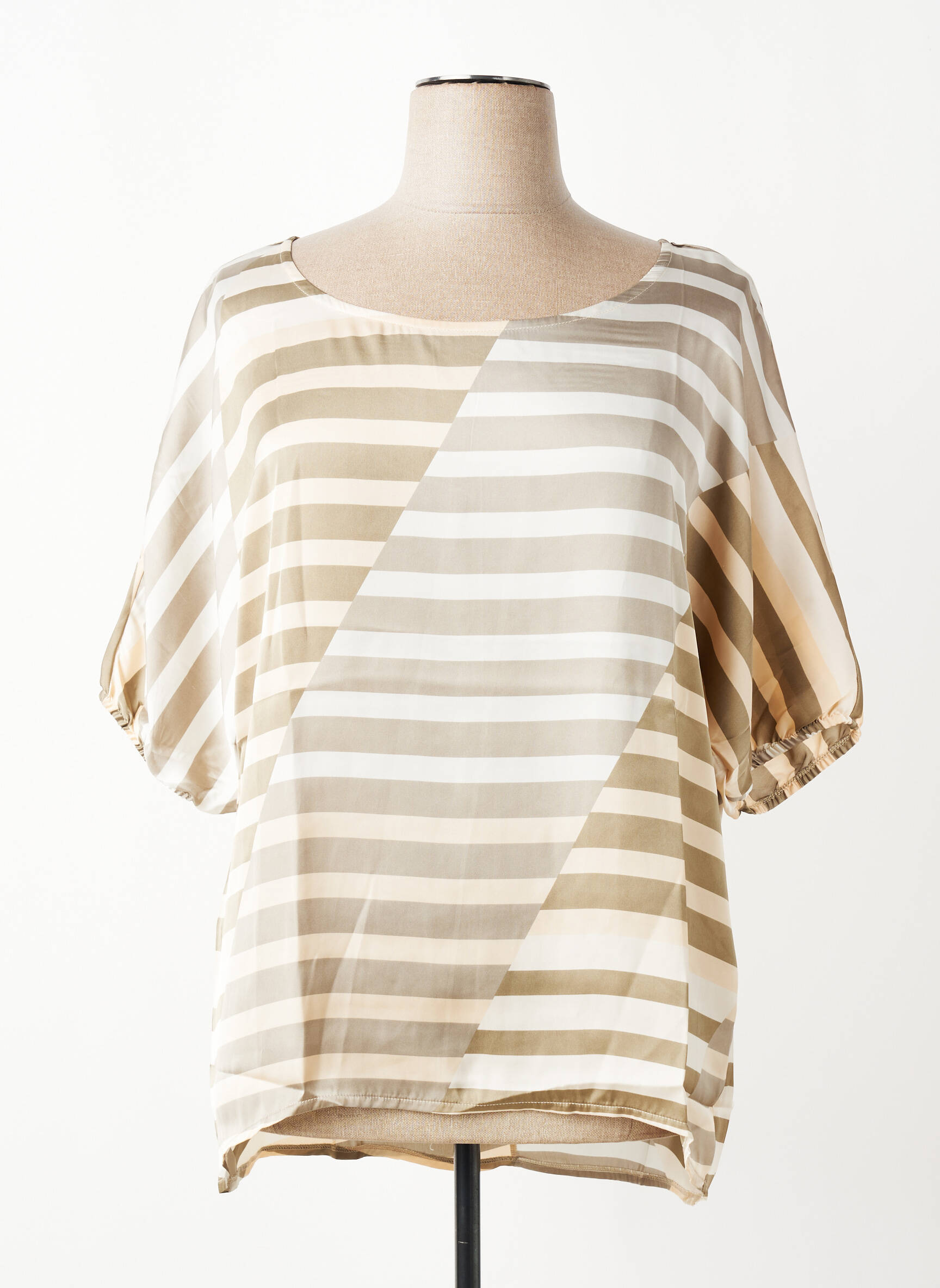 Blouse col rond manches 3/4 beige QUATRE VINGT JOURS femme