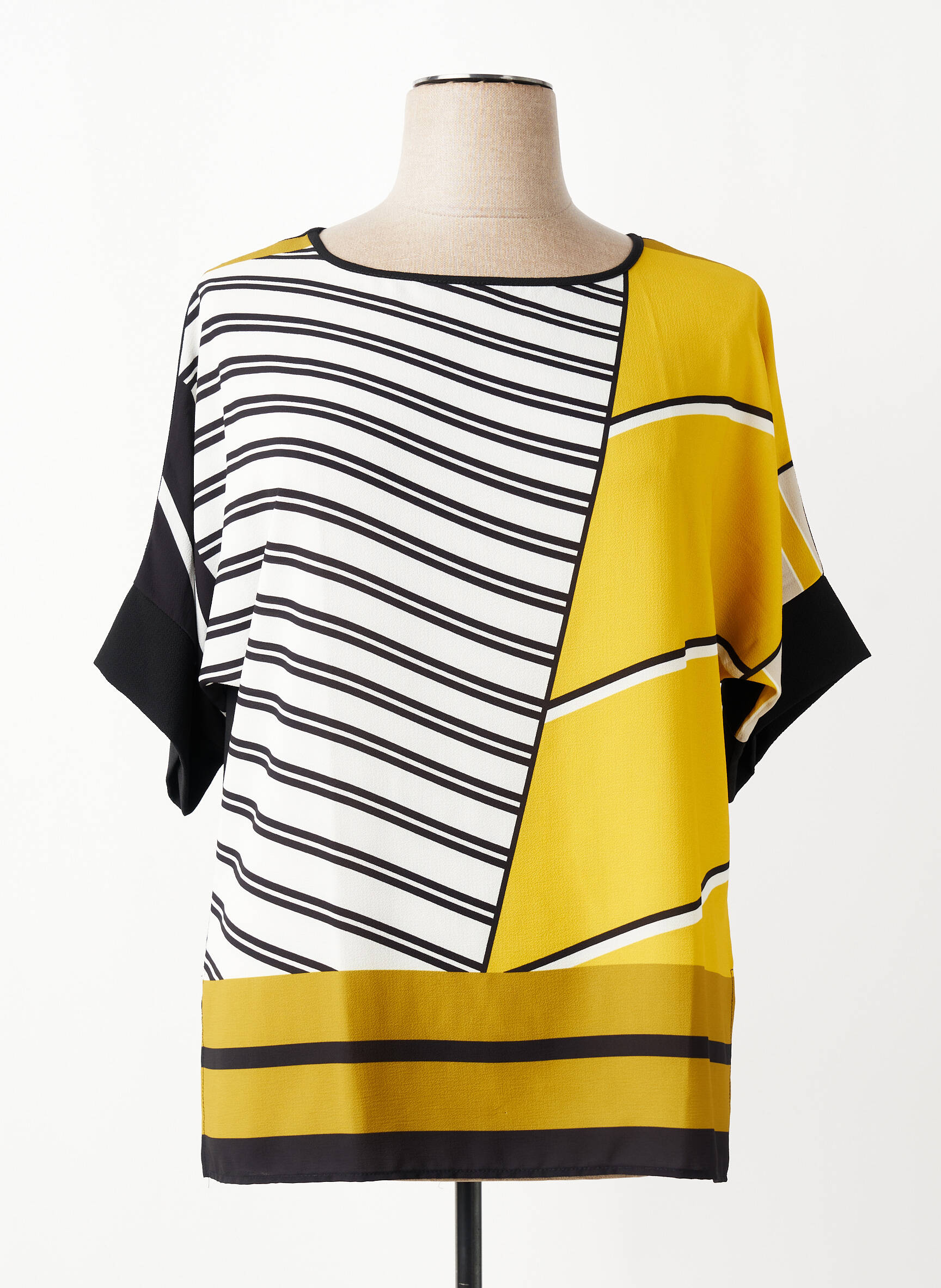 Blouse col rond manches courtes jaune QUATRE VINGT JOURS femme
