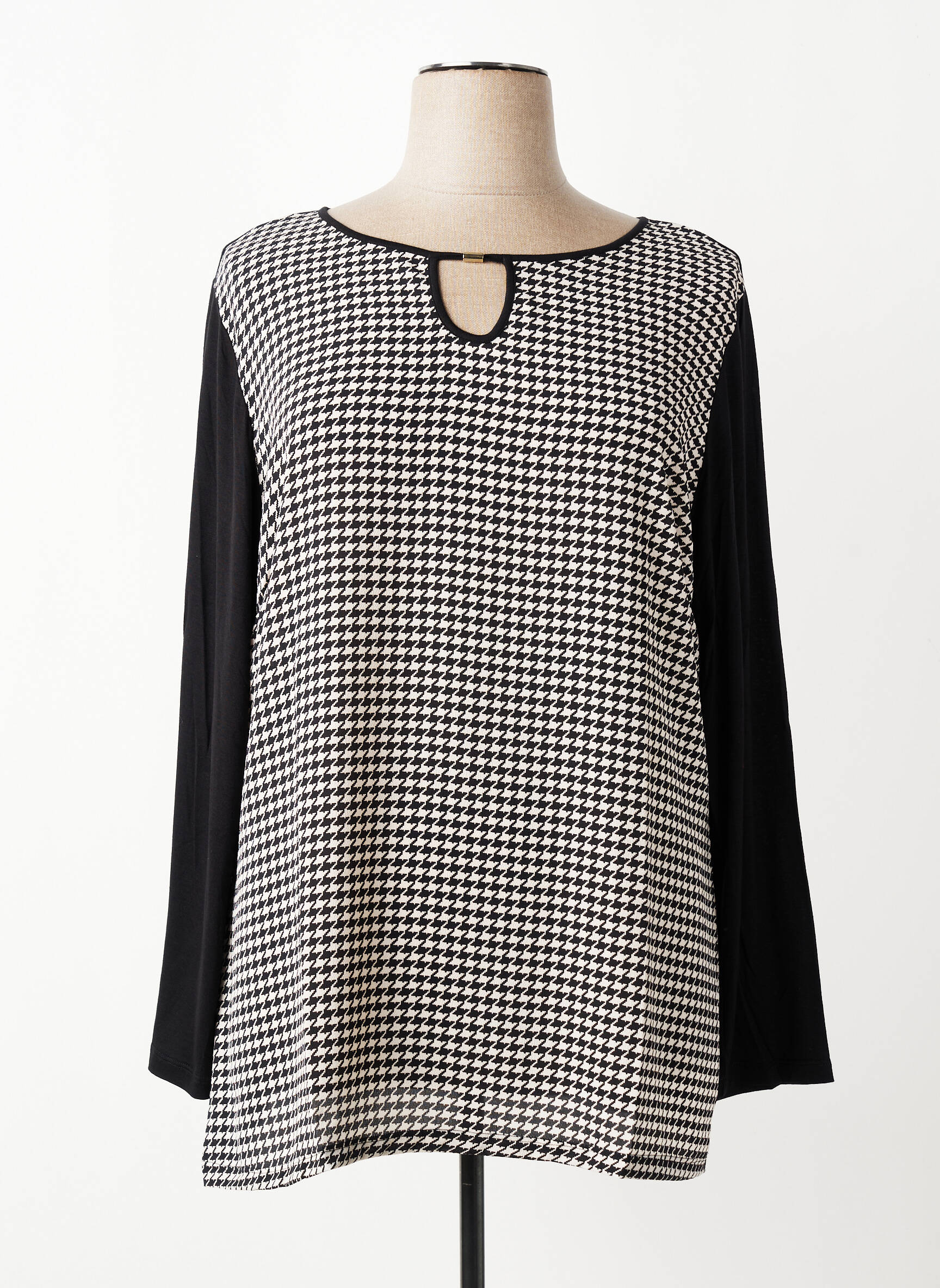 Top tissage crêpe manches longues noir QUATRE VINGT JOURS femme