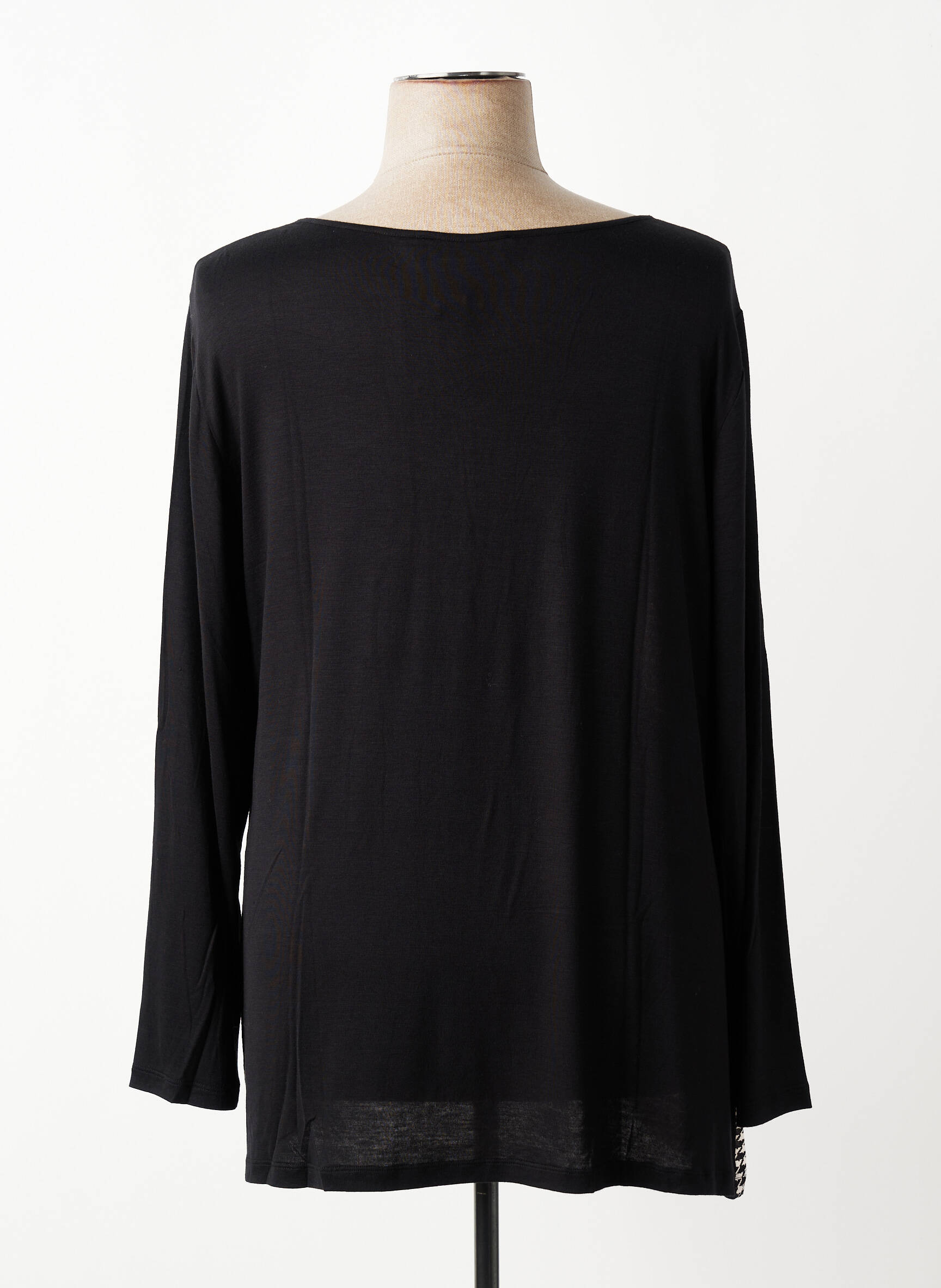 Top tissage crêpe manches longues noir QUATRE VINGT JOURS femme