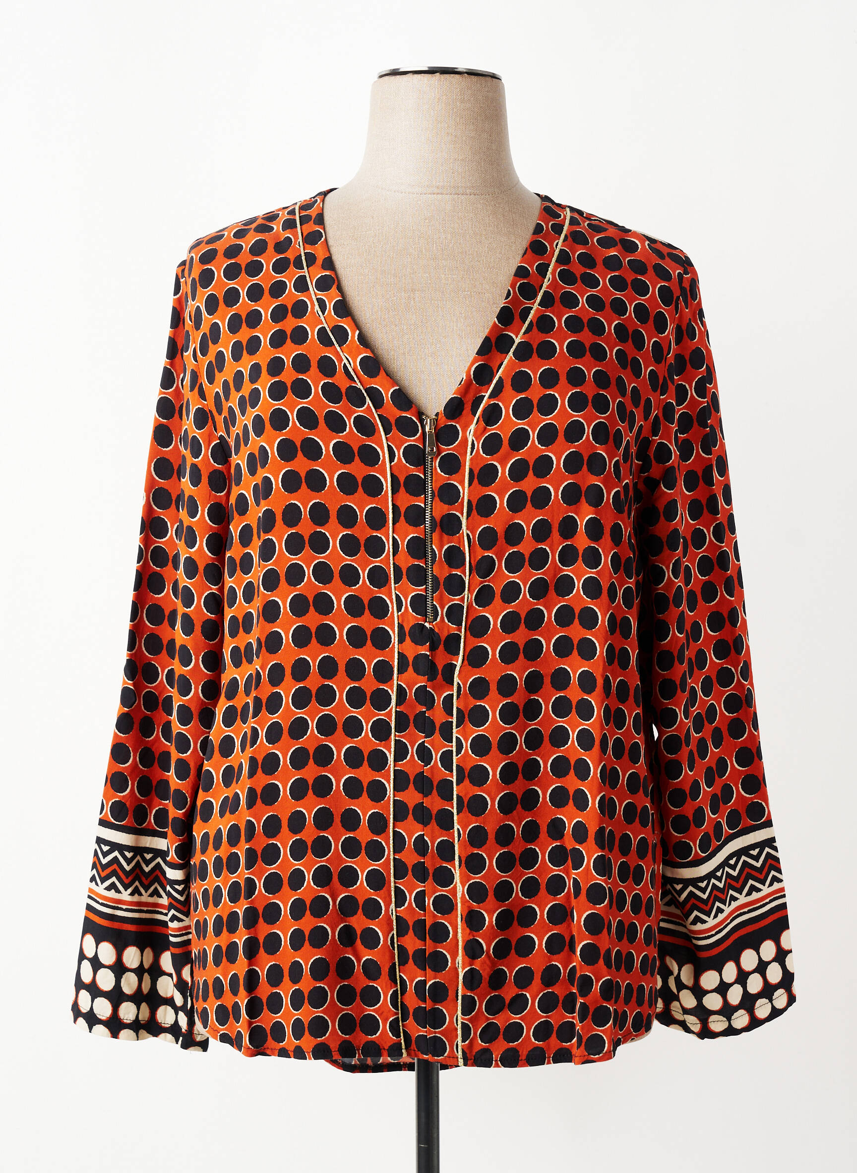 Blouse tissage popeline manches longues orange FRED SABATIER femme