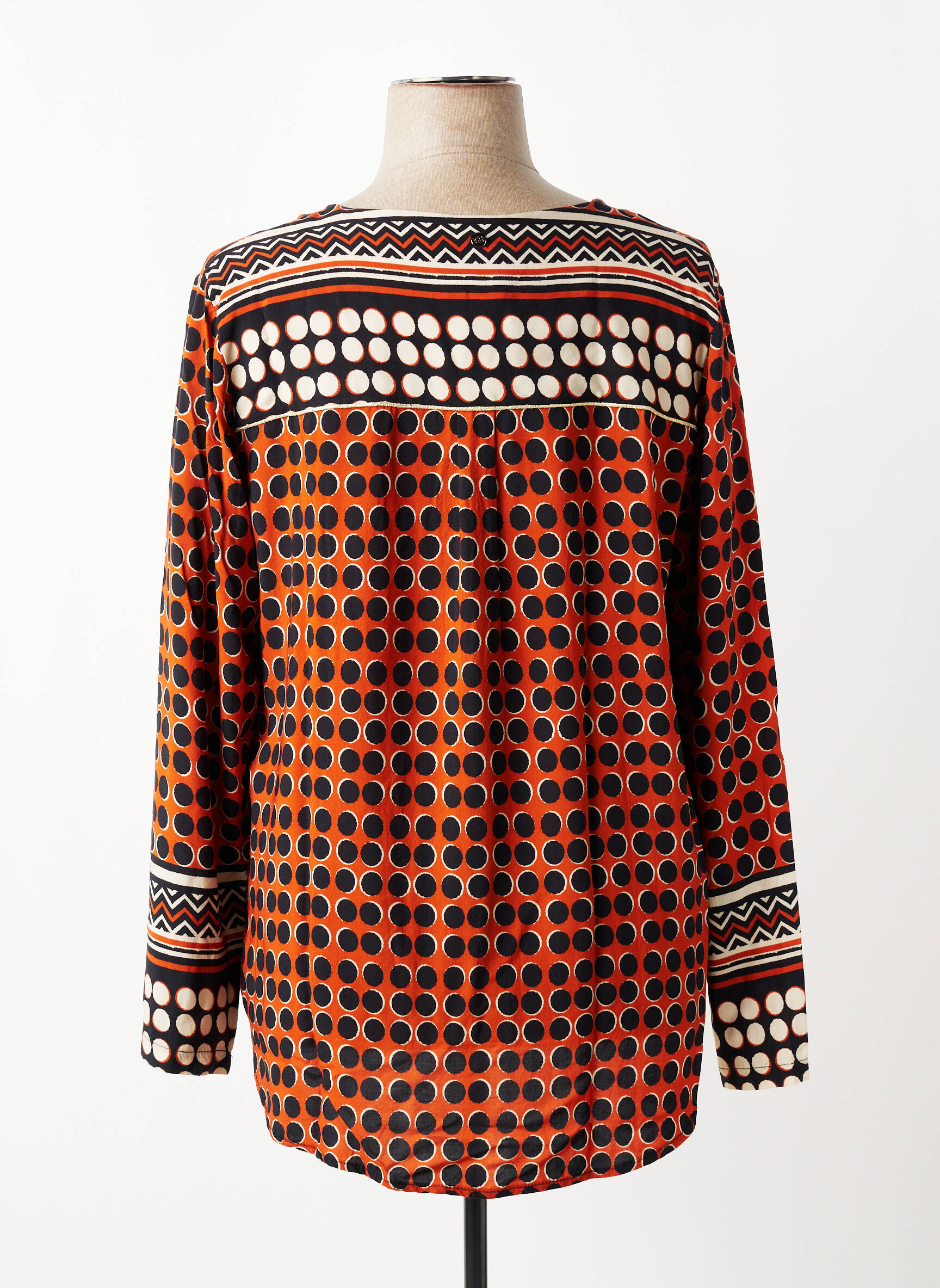 Blouse tissage popeline manches longues orange FRED SABATIER femme