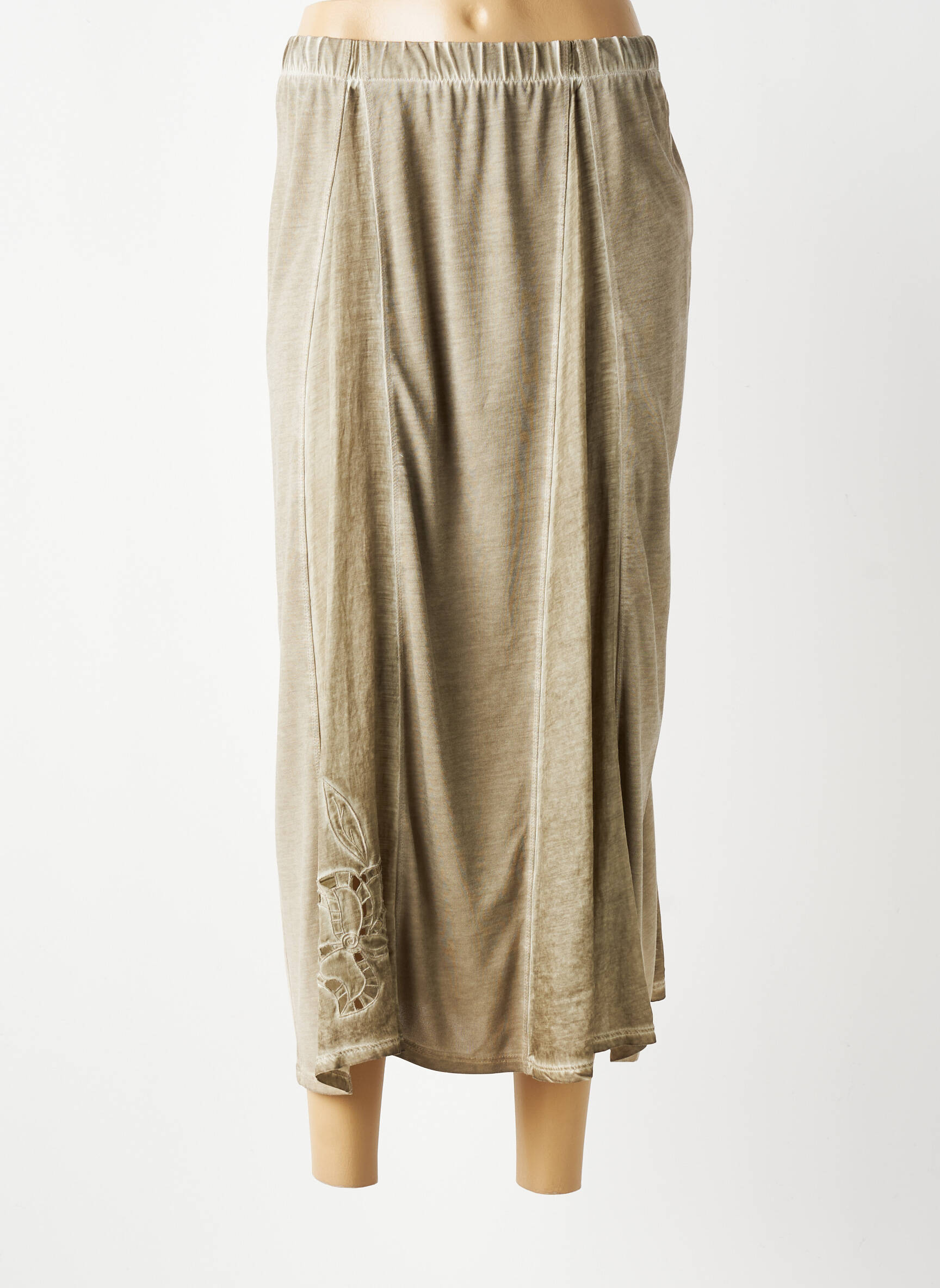 Jupe longue coupe évasée vert GRIFFONNAGE femme