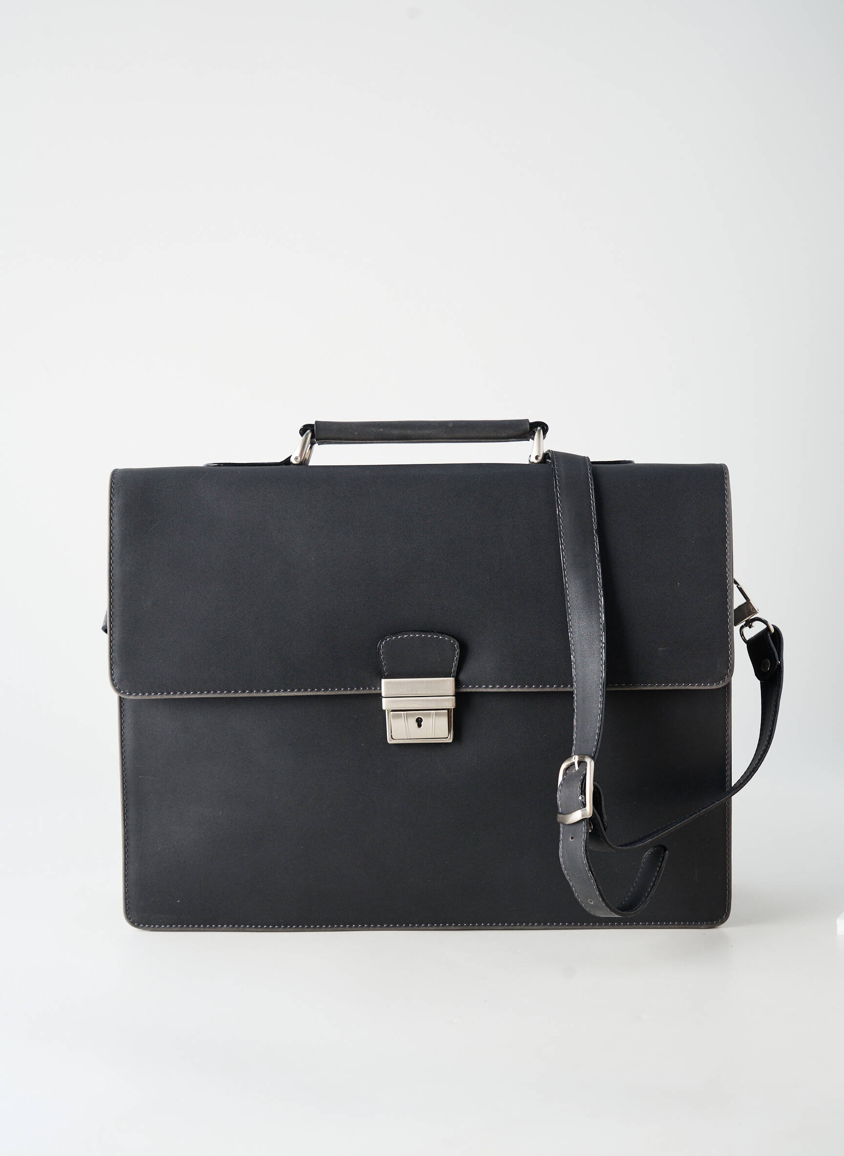 Sac cuir lisse gris DUOLYNX homme