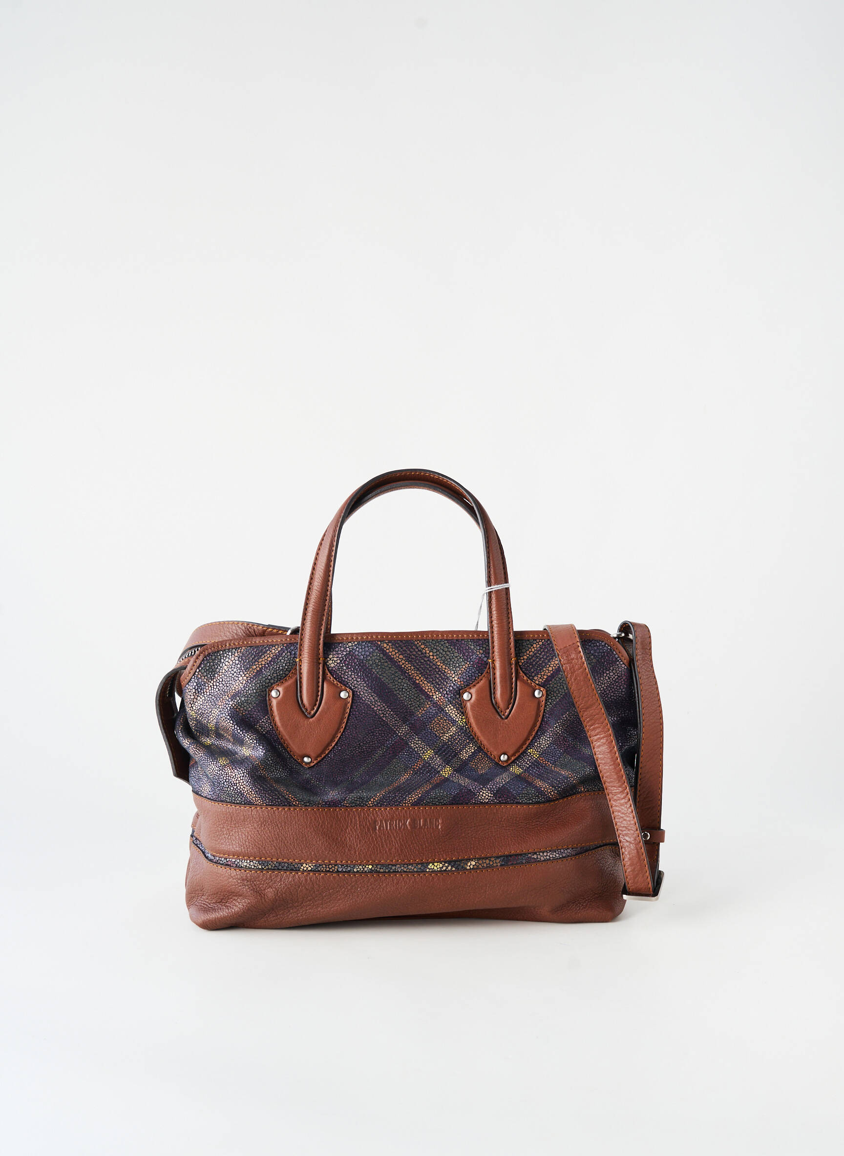 Sac fermeture zippée forme rectangulaire marron PATRICK BLANC femme