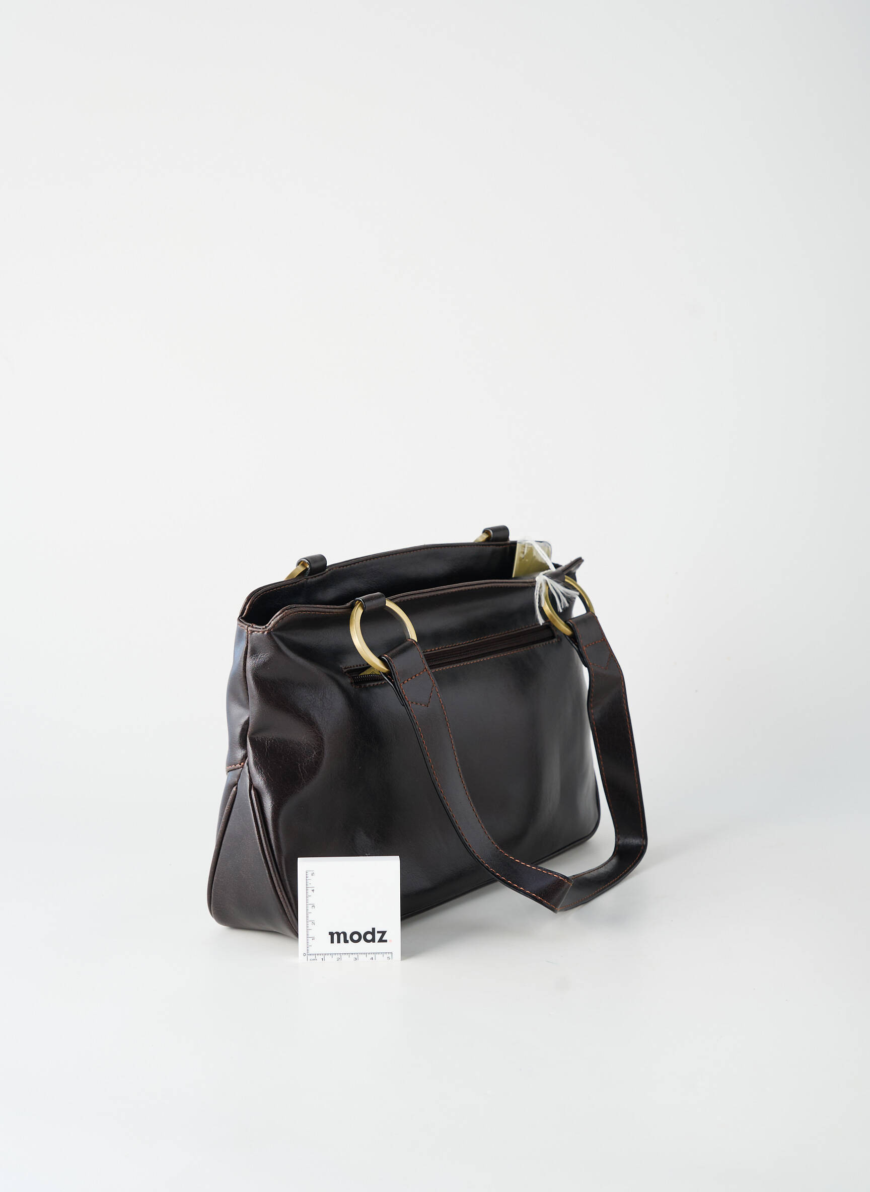 Sac fermeture zippée forme rectangulaire marron DUOLYNX femme
