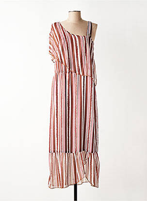 Robe longue imprimé fantaisie manches courtes marron MADO ET LES AUTRES femme