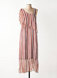 Robe longue imprimé fantaisie manches courtes marron MADO ET LES AUTRES femme