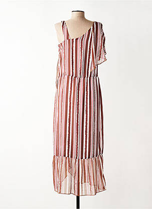 Robe longue imprimé fantaisie manches courtes marron MADO ET LES AUTRES femme