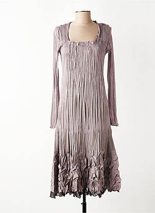 Robe mi-longue manches longues manches longues gris FRED SABATIER femme