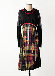Robe mi-longue imprimé fantaisie manches longues noir O.K.S femme