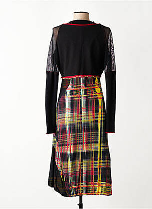 Robe mi-longue imprimé fantaisie manches longues noir O.K.S femme