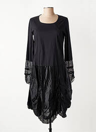 Robe mi-longue manches longues manches longues noir FRANCK ANNA femme