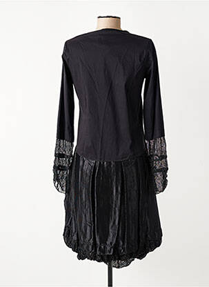 Robe mi-longue manches longues manches longues noir FRANCK ANNA femme