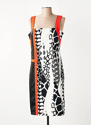 Robe mi-longue imprimé fantaisie fines bretelles noir FILIPINE LAHOYA femme