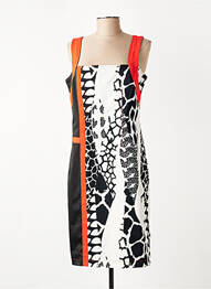Robe mi-longue imprimé fantaisie fines bretelles noir FILIPINE LAHOYA femme