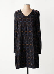 Robe mi-longue coupe fluide manches longues noir SURKANA femme