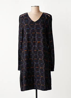 Robe mi-longue coupe fluide manches longues noir SURKANA femme