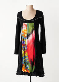 Robe mi-longue manches longues manches longues noir CARLOPIK femme