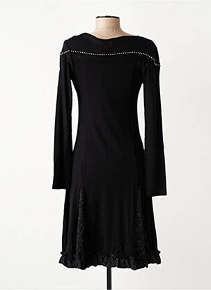 Robe mi-longue manches longues manches longues noir CARLOPIK femme