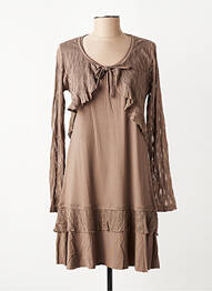 Robe courte manches longues manches longues marron MALOKA femme