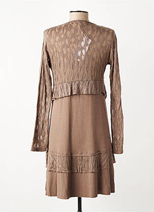 Robe courte manches longues manches longues marron MALOKA femme