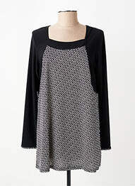 Tunique manches longues tissage crêpe noir DESAIVRE femme