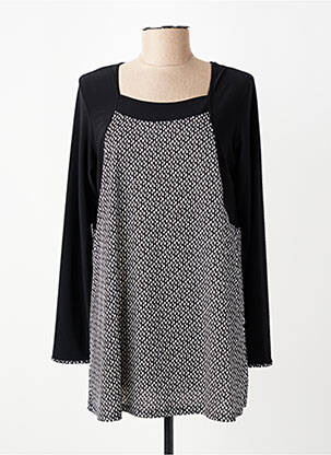 Tunique manches longues tissage crêpe noir DESAIVRE femme