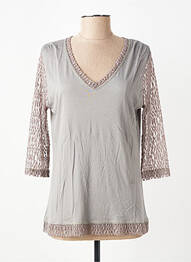 T-shirt manches 3/4 manches 3/4 gris FRANCK ANNA femme