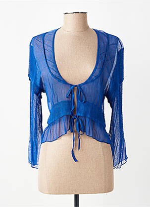Gilet manches longues coupe cintrée bleu FRANCK ANNA femme