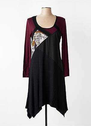 Robe mi-longue manches longues manches longues violet MALOKA femme