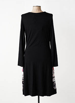 Robe mi-longue imprimé fantaisie manches longues noir CARLOPIK femme