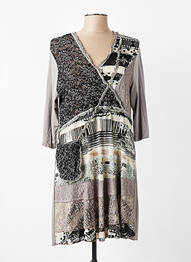 Robe courte manches 3/4 manches 3/4 gris FRANCK ANNA femme