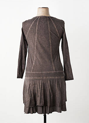 Robe mi-longue manches longues manches longues marron MALOKA femme