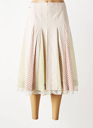 Jupe mi-longue taille à pinces beige ENJOY femme