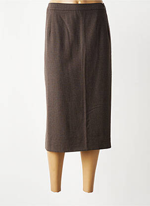 Jupe mi-longue taille à pinces marron GELCO femme