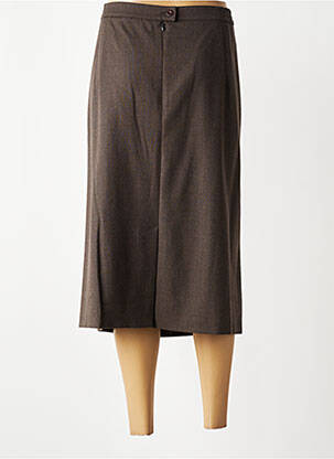 Jupe mi-longue taille à pinces marron GELCO femme