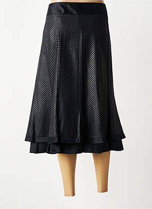 Jupe mi-longue fermeture zip latéral noir LYSA KARA femme