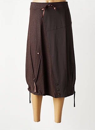 Jupe mi-longue stretch marron FRED SABATIER femme