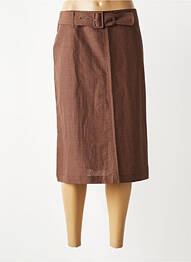 Jupe mi-longue fermeture zip latéral marron CLAUDIA GIL femme