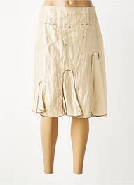 Jupe mi-longue fermeture zip latéral beige QUATTRO femme
