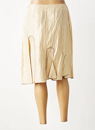 Jupe mi-longue fermeture zip latéral beige QUATTRO femme