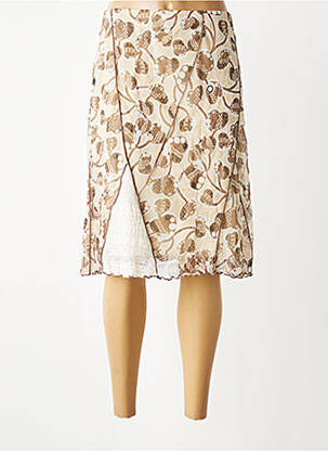 Jupe mi-longue taille normale beige QUATTRO femme