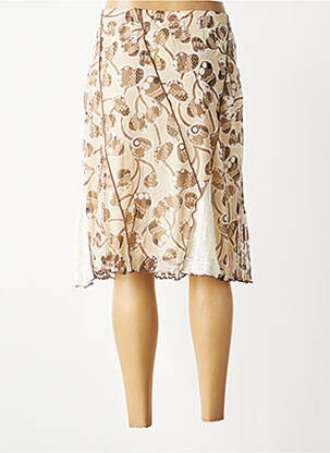 Jupe mi-longue taille normale beige QUATTRO femme