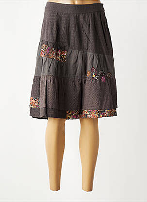 Jupe mi-longue stretch marron JAC JAC femme