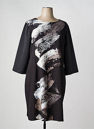 Robe mi-longue manches 3/4 manches 3/4 noir FRANCK ANNA femme