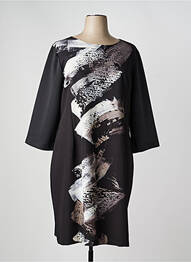 Robe mi-longue manches 3/4 manches 3/4 noir FRANCK ANNA femme