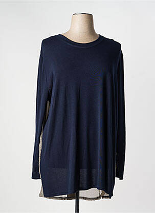 Tunique manches longues tissage crêpe bleu FRANCK ANNA femme