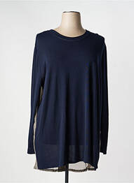 Tunique manches longues tissage crêpe bleu FRANCK ANNA femme