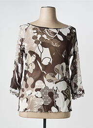 Top coupe fluide manches 3/4 marron FRANCK ANNA femme